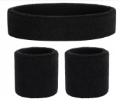 Moisture Wicking Sweat Absorbing Head Band black sweatband set