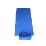 blue yellow beach towel with pillow